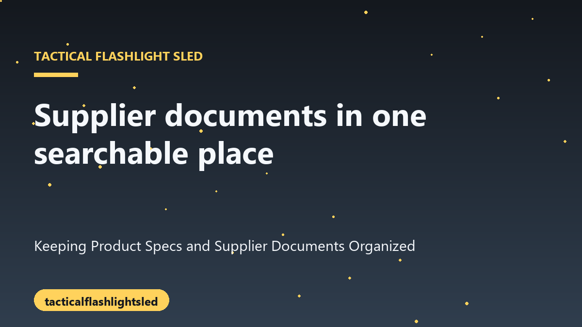 Diagram of a searchable product specification sheet linked to supplier documents